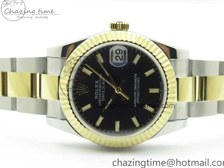 MiroTime 0203 WaterResistant Datejust 31mm 278273 SS YG BP Maker Best Edition Black Sticks Markers Dial on SS YG Oyster Bracelet 2718